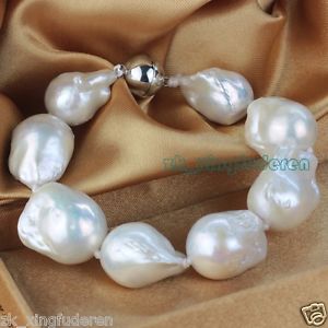 ̵ۥ֥쥹åȡꡡХå1416mmۥ磻ȥѡ֥쥹å75aapretty 1416mm south sea white baroque genuine pearl ladys bracelet 75inch aa