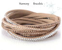 ブレスレット　アクセサリ—　スワロフスキーエレメントハーモニーブレスレットラップブレスレットtan swarovski elements multibling wrap slake bracelet by harmony bracelets