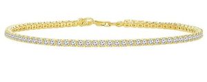 【送料無料】ブレスレット　アクセサリ—　スターリングシルバートーンスリムテニスブレスレット925 sterling silver yellowgoldtone thin slim tennis bracelet with cubic