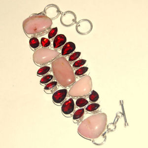ブレスレット　アクセサリ—　ゴージャスピンクオパールガーネットハンドメイドジュエリーブレスレットgorgeous pink opal,garnet 61 gm handmade jewelry bracelet 8