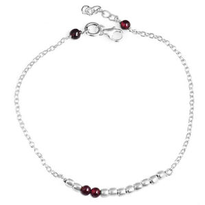 【送料無料】ブレスレット　アクセサリ—　スターリングシルバーソリッドブレスレットガーネットビードsterling silver 925 solid bracelet garnet gemstone beads charm red free shipのサムネイル