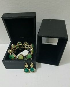 yzuXbg@ANZT?@uXbgS[hO[tBbghbvCOXgb`{bNXbracelet gold and green elastic stretch to fit matching drop earrings amp; gift box