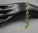 【送料無料】ブレスレット アクセサリ- グリーンヒータービーズリンクブレスレットインチsummer gift green heating jade oval bead with aolly link bracelet 728 inch