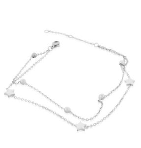 【送料無料】ブレスレット　アクセサリ—　ステンレススチールブレスレットedforce stainless steel silvertone star sphere anklet bracelet, 11