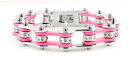 【送料無料】ブレスレット アクセサリ— womensピンクステンレスオートバイバイクチェーンブレスレットアメリカwomens pink silver stainless steel bikers motorcycle bike chain bracelet usa(4)