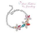 ブレスレット　アクセサリ—　kホワイトゴールドメッキスワロフスキークリスタルブレスレット18k white gold plated made with swarovski crystal multicoloured flower bracelet