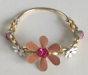 【送料無料】ブレスレット アクセサリ— listingretroラインストーンアールデコエナメル127 listingretro bracelet gold coloured beads rhinestone rose deco flower relief enamel 127