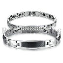 【送料無料】ブレスレット アクセサリ— セットエネルギーステンレスブレスレットhis and hers matching set carbon fiber magnetic energy stainless steel bracelet