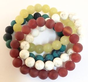 yzuXbg@ANZT?@}bg}OlVAI[uJlXgb`uXbgfour matte finish azurite magnesite olive jade carnelian stretch bracelet set