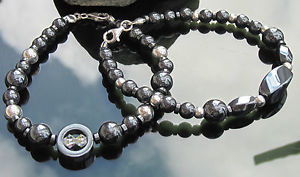 ̵ۥ֥쥹åȡꡡإޥȥӡСӡ֥쥹åȥ󥰥Сhematite beads and 925 silver bead stunning evening bracelet 925 sterling silver