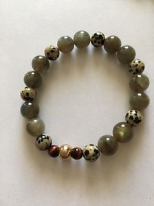 【送料無料】ブレスレット　アクセサリ—　ブレスレットジャスパーダルマチアブルズアイbracelet labradorite, jasper dalmatian and bulls eye