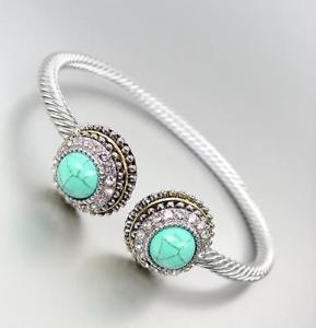 yzuXbg@ANZT?@S[WXVo[P[uoS[hhbg^[RCYXg[JtuXbggorgeous silver cable balinese gold dots turquoise stone cuff bracelet 198b