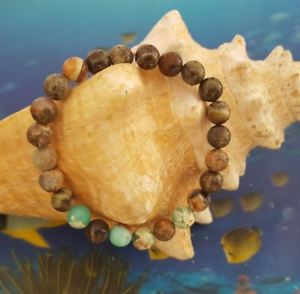 【送料無料】ブレスレット　アクセサリ—　ブレスレットジャスパーオーシャンジャスパーアクアman woman bracelet handmade jasper ocean jasper terra aqua 8 mm