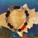 【送料無料】ブレスレット アクセサリ— ブレスレットジャスパーオニキスグレーチームメイトコーラルレッドman woman bracelet handmade jasper onyx grey mate gorgonian coral red 8 mm(4)