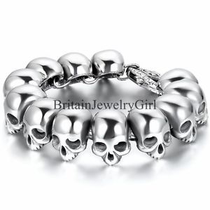 【送料無料】ブレスレット アクセサリ— パンクゴシックスカルヘッドメンズステンレススチールカフブレスレットクリスマスpunk gothic skul...