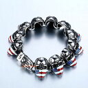 【送料無料】ブレスレット アクセサリ- ステンレスアメリカアメリカフラグスカーフマスクブレスレットstainless steel american usa flag scarf mask rebel skull mens womens bracelet