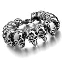 【送料無料】ブレスレット アクセサリ- シルバーパンクハーレーバイカーステンレススチールブレスレット887 men heavy silver tone punk harley biker stainless steel skulls bracelet