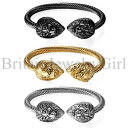 【送料無料】ブレスレット アクセサリ— メンズライオンヘッドブレスレットステンレススチールツイストケーブルカフmens elastic adjust...