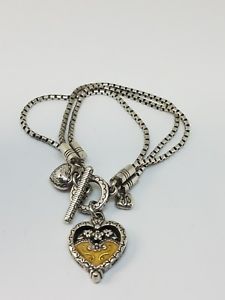 【送料無料】ブレスレット　アクセサリ—　ブライトンシルバートーンエナメルブレスレットbrighton silver tone yellow enamel floral heart charm 3 strand bracelet