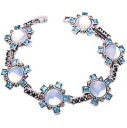 【送料無料】ブレスレット アクセサリ- teal aqua blue green citrine topaz opal whiteラインストーンシルバーブレスレットteal aqua blue green citrine topaz opal white crystal rhines