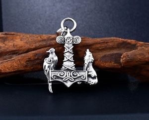 【送料無料】ブレスレット アクセサリ— オオカミodin mjolnirvikingthorペンダントステンレスコートstainless steel...