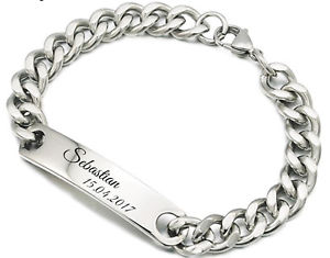 ̵ۥ֥쥹åȡꡡƥ쥹֥쥹åȥ֥쥹åȥܥåid stainless steel bracelet with engraving on request in silver curb bracelet box