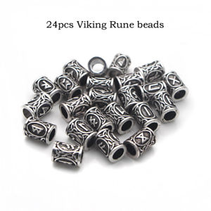 ̵ۥ֥쥹åȡꡡåȥХ24 bartperlen avec runenmotiv 1 complet set bijou pour barbe viking