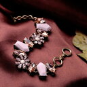 【送料無料】ブレスレット アクセサリ- ブレスレットアールデコチェーンピンクドロップbracelet golden art deco chain pink flower drop fine irregular original ct2