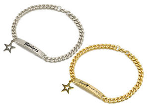 yzuXbg@ANZT?@XeXX`[y_guXbgS[hVo[id stainless steel bracelet with star pendant with engraving on request goldsilver