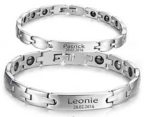 ̵ۥ֥쥹åȡꡡƥ쥹֥쥹åȥꥯȥѡȥʡ֥쥹åid stainless steel magnetic bracelet engraving on request also as partners bracelets