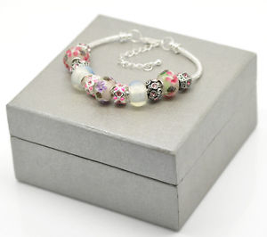 【送料無料】ブレスレット アクセサリ— ハンドメイドピンクガラスボックスビーズブレスレットインチhandmade beautiful pink gl...