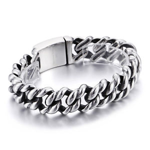 【送料無料】ブレスレット　アクセサリ—　クールステンレススチールバイカーチェーンメンズブレスレットヴィンテージシルバーcool stainless steel biker curb chain mens bracelet vintage silver high quality