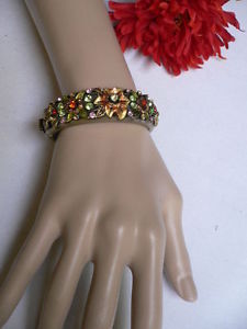 ブレスレット　アクセサリ—　アンティークゴールドカフファッションブレスレットwomen antique rusty gold cuff flower garden rhinestones skinny fashion bracelet