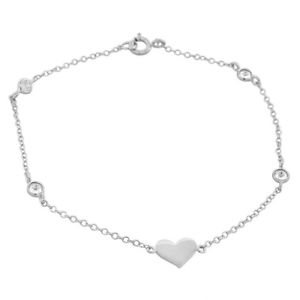 楽天hokushin【送料無料】ブレスレット　アクセサリ—　スターリングシルバーハートクリスタルメッシュチェーンsterling silver heart crystal love womens girl chain with mesh