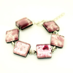 【送料無料】ブレスレット　アクセサリ—　ヴェニスムラノガラスブレスレットbeautiful purple and silver murano glass bracelet from venice