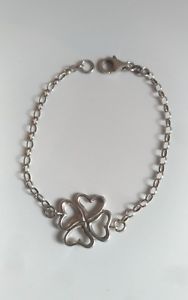 【送料無料】ブレスレット　アクセサリ—　ソリッドシルバークローバーブレスレットclover bracelet wit..
