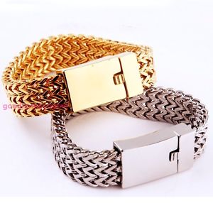 ̵ۥ֥쥹åȡꡡ22mm316ݥɥƥ쥹С18kե֥쥹å22mm mens jewelry 316l stainless steel silver18k gold figaro chain bracelet