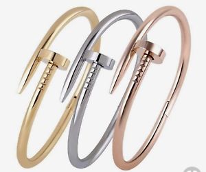 ブレスレット　アクセサリ—　チタンネイルブレスレットソリッドtitanium nail bracelets 18ct plated with or without stones solid non tarnish