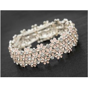 ブレスレット　アクセサリ—　ピンクブレスレットストレッチequilibrium silver plated pink flower stretch bracelet jd284280