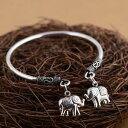 【送料無料】ブレスレット アクセサリ— スターリングシルバーエレファントカフブレスレット925 sterling silver cute elephant cuff bracelet jewelry s933(4)