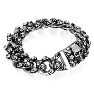 yzuXbg@ANZT?@re[WSVbNXJoCJ[XeXX`[YuXbg85 large vintage gothic skull biker stainless steel mens bracelet*19mm gift