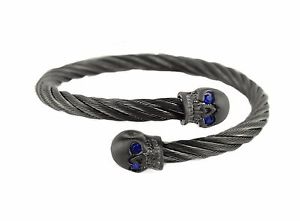 【送料無料】ブレスレット　アクセサリ—　バイカーステンレススチールワイヤスカルブレスレットアメリカ