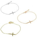 【送料無料】ブレスレット アクセサリ— ブレスレットクロスsterling silver charm bracelet w sideways cz stones cross(4)