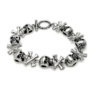 yzuXbg@ANZT?@XeXX`[XJwbhNX{[NuXbgstainless steel skull head cross bones link bracelet