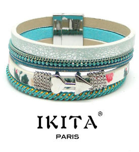 【送料無料】ブレスレット　アクセサリ—　ブレスレットikitaパリイビザブラジルトルコluxury bracelet ikita paris ibiza brazil magnetic closure fabric turquoise