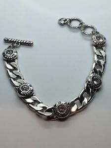 【送料無料】ブレスレット　アクセサリ—　ブライトンリンクブレスレットbrighton fortino heavy link bracelet with clear crystals nwot