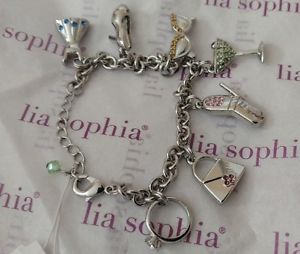 楽天hokushin【送料無料】ブレスレット　アクセサリ—　ソフィアパーティブレスレットシルバー wt lia sophia party girl charm bracelet 7 charms w colored crystals silver