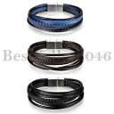【送料無料】ブレスレット アクセサリ- イントレチャートペレコンbracciale da uomo in acciaio intrecciato a mano in pelle con fibbia in acciaio