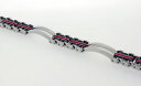 yzuXbg@ANZT?@XeXX`[pluXbgbLX`[2 panel bracelet in stainless steel with red plated steel interlinks