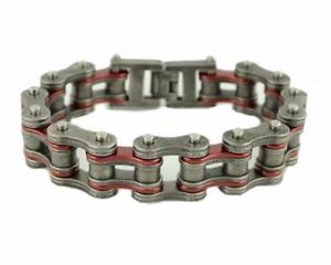 yzuXbg@ANZT?@skXeXChg[LfBbhoCN`F[uXbgsk2257 stainless steel 34 wide two tone antiqued candy red bike chain bracelet